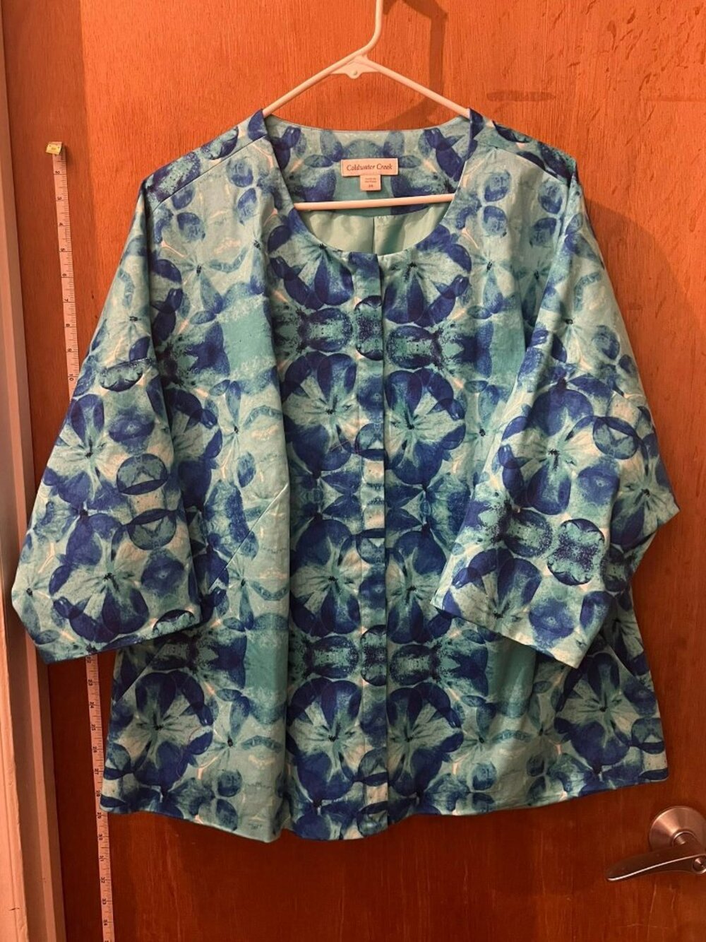 Size 24 - Coldwater Creek - Blue Tone Zipper Jacket - 3/4 Sleeve
